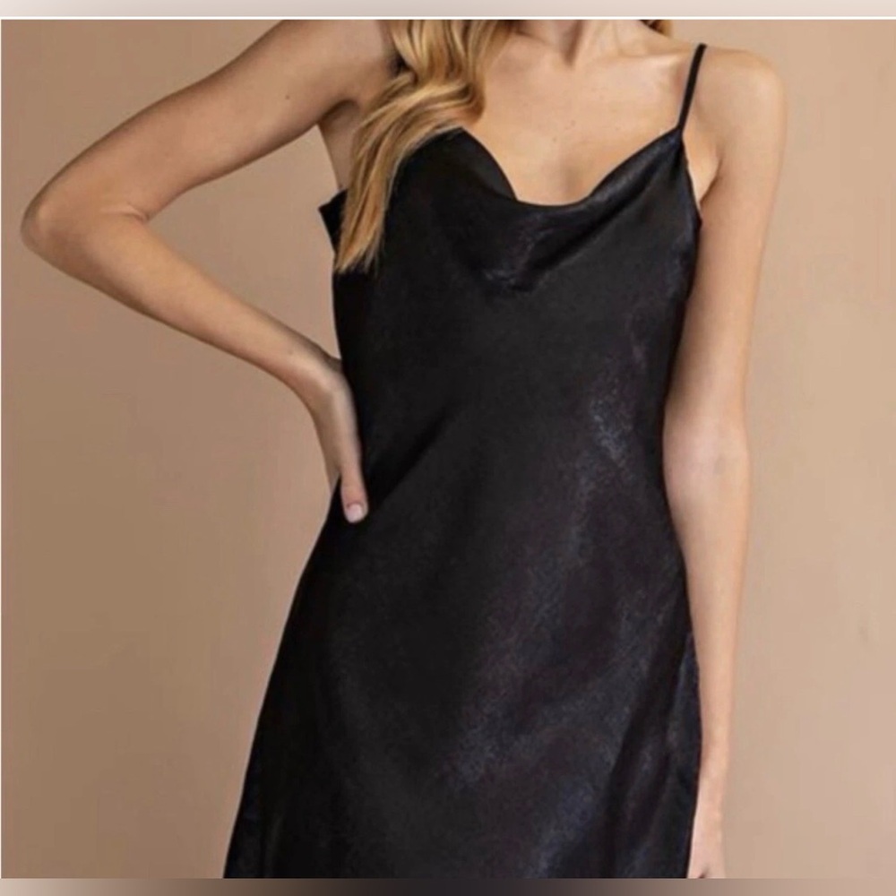 See You Monday Slip Dress-Black- Size Small